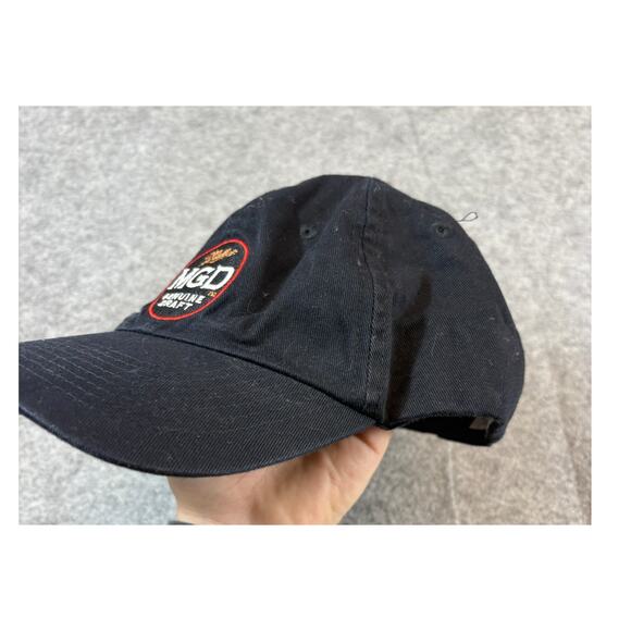 VINTAGE MGD Miller Genuine Draft Beer Hat Cap Mens One Size Black Dad 90s Promo - Picture 3 of 5